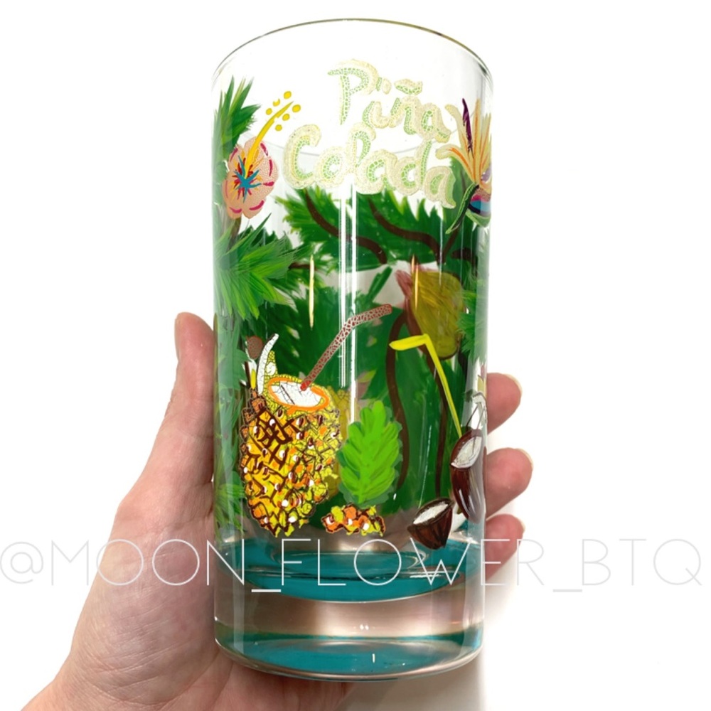 Lolita Pina Colada Hand Painted Cocktail Glass 16oz Tropical Gift Box - Picture 7 of 13